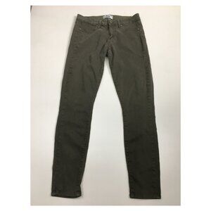 PAIGE Green Leaf Silk Coating Logo Hardware Faux Pockets Verdugo Ankle Jeans